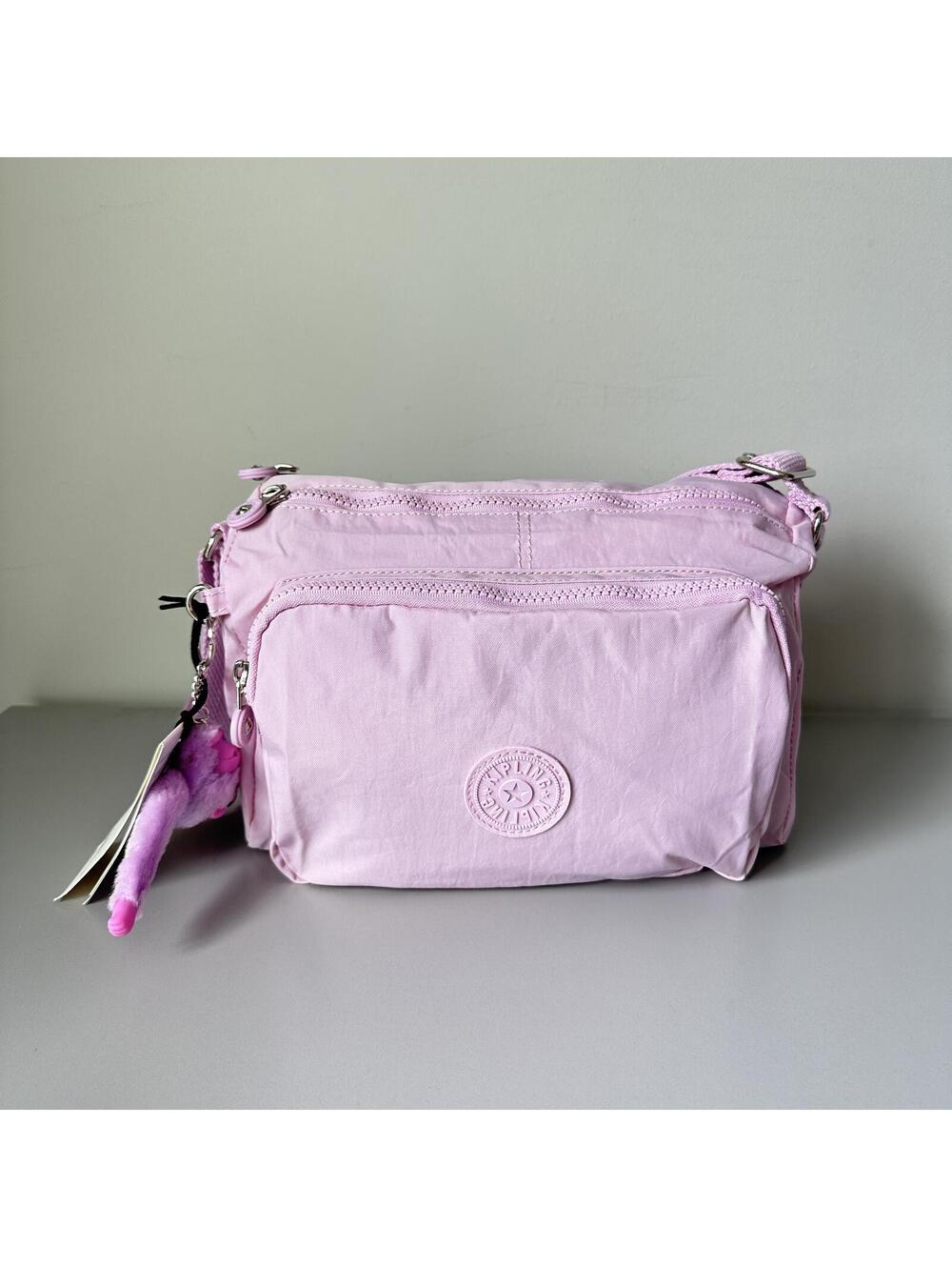 Kipling Reth Large Crossbody Bag Dual Compartments in Pink Purple Age NWT